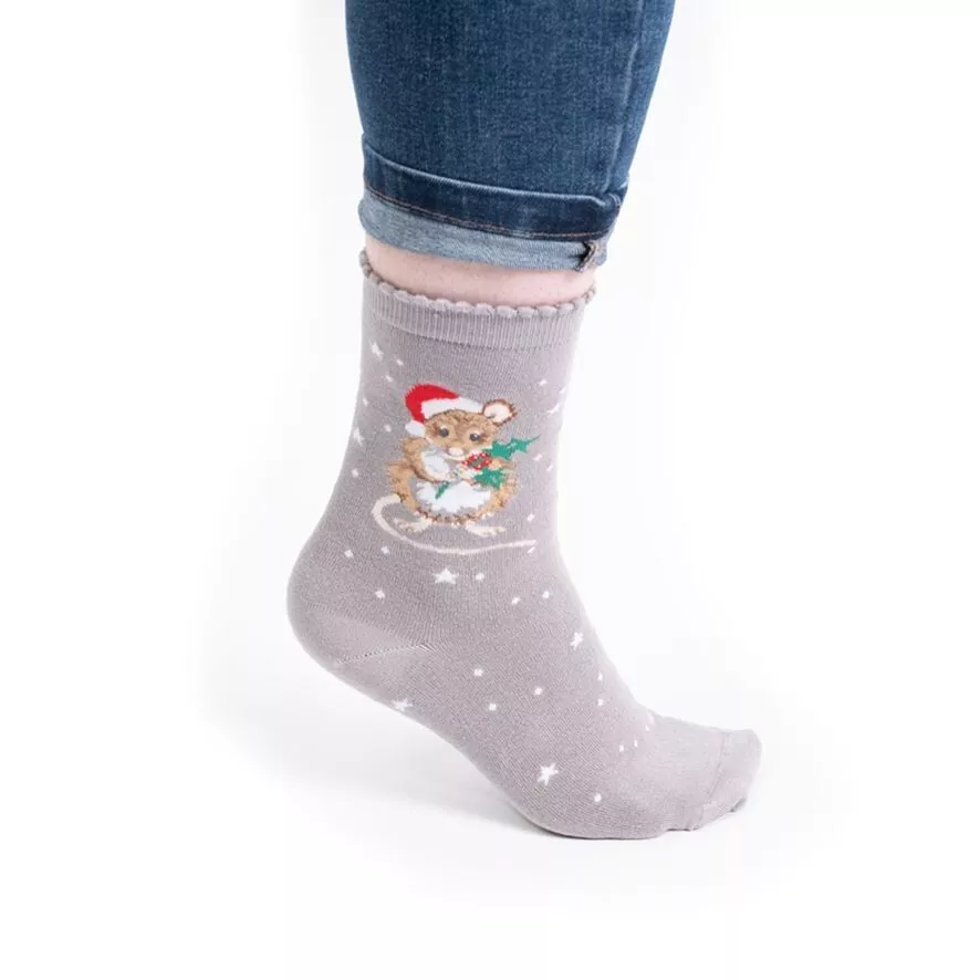 Wrendale Designs – “Christmouse” Grey Christmas Bamboo Socks Wrendale Designs – “Christmouse” Grey Christmas Bamboo Socks - Image 2