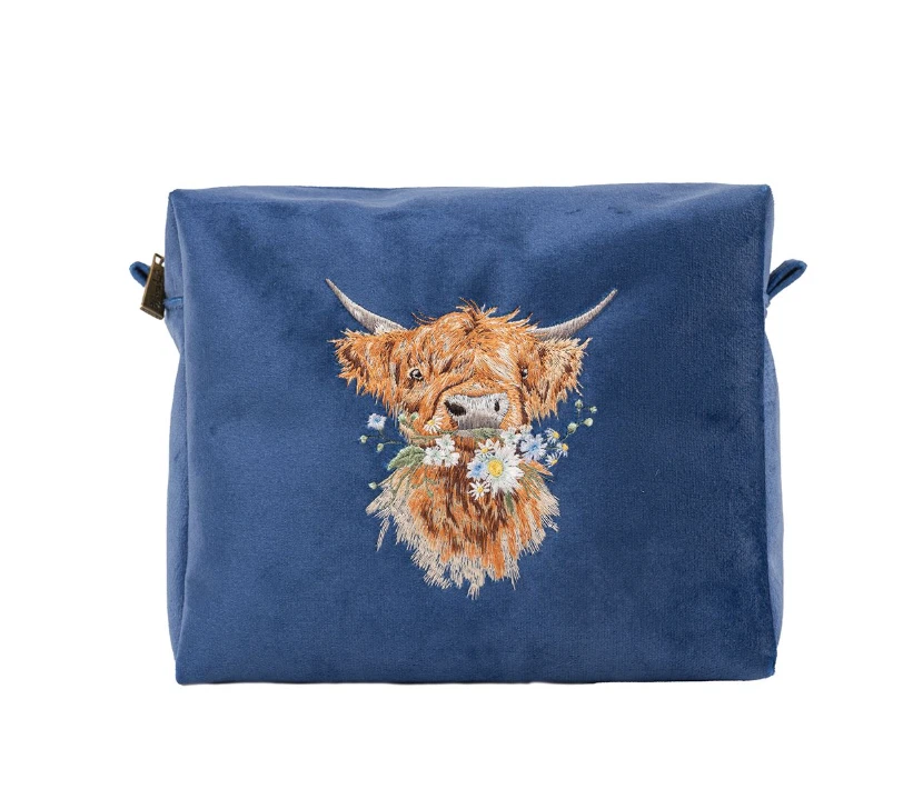 Wrendale Designs – “Daisy Coo” Highland Cow Embroidered Cosmetic Bag Wrendale Designs – “Daisy Coo” Highland Cow Embroidered Cosmetic Bag