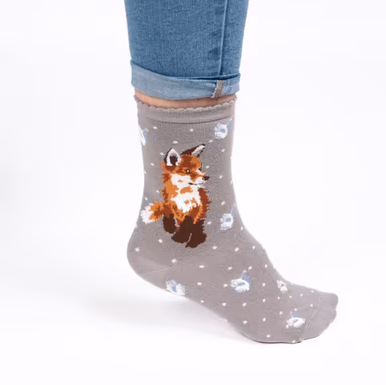 Wrendale Designs – “Born to be Wild" Grey Fox Bamboo Socks Wrendale Designs – “Born to be Wild" Grey Fox Bamboo Socks - Image 2
