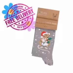 Wrendale Designs – “Christmouse” Grey Christmas Bamboo Socks