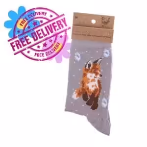 Wrendale Designs – “Born to be Wild" Grey Fox Bamboo Socks