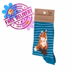 Wrendale Designs – “Born to Be Wild” Teal Fox Bamboo Socks