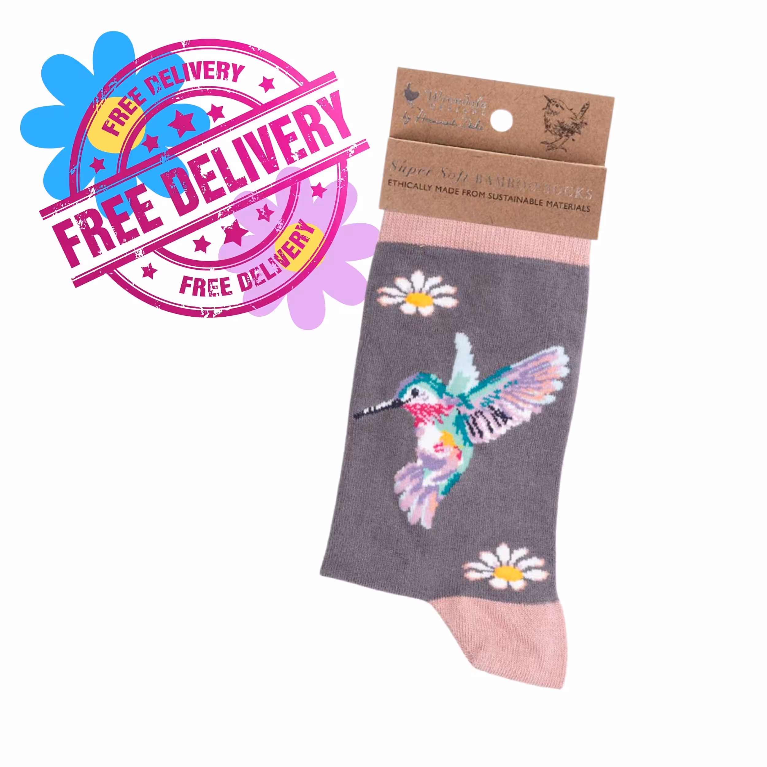 Wrendale Designs – “Wisteria Wishes” Hummingbird Bamboo Socks Wrendale Designs – “Wisteria Wishes” Hummingbird Bamboo Socks